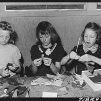 Woodville, California. FSA (Farm Security Administration) farm workers' community. Schoolchildren